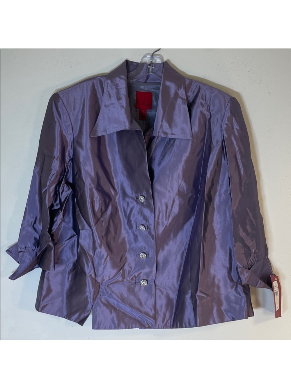 JS Collections Shimmering Satin Jacket with Faux Diamond Buttons. 20. NWT. $200!